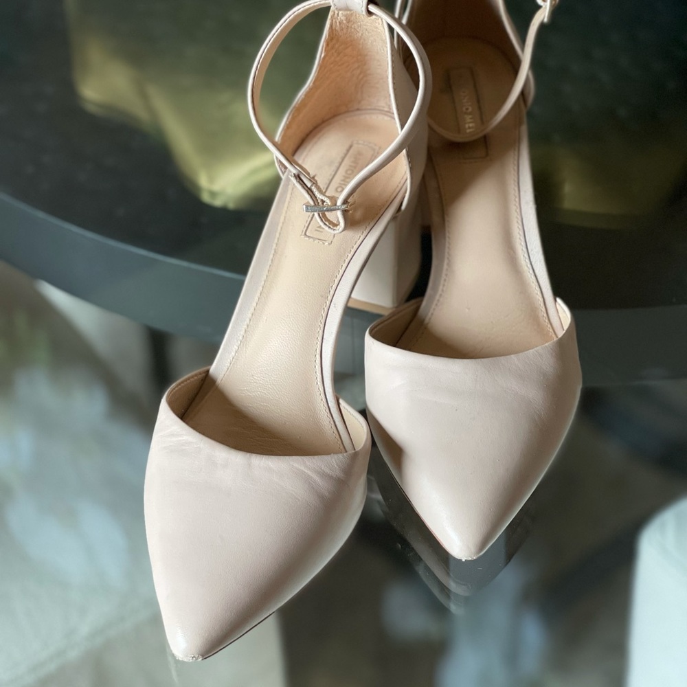 Nude block heels